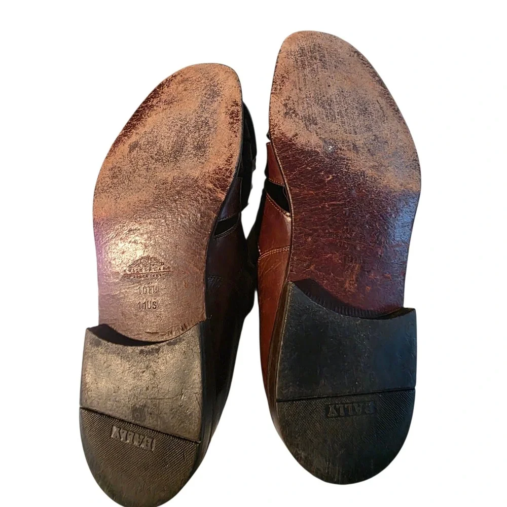 Bally Gerenzano-U Vtg Fisherman Sandals Italy Huarahe 11 D Leather Quiet Luxury